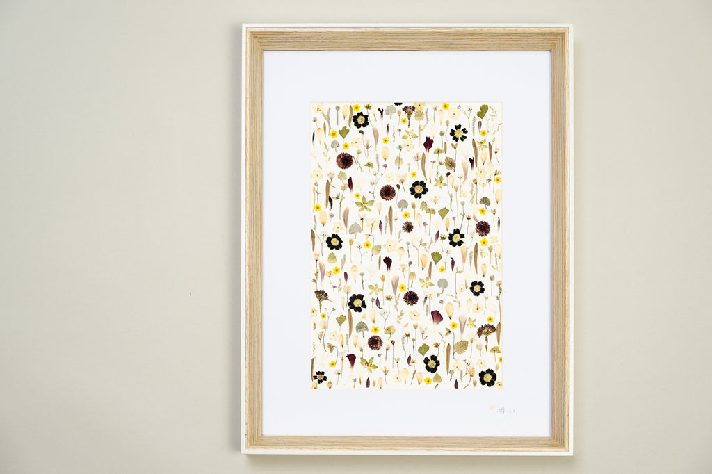 Botanical Series N° 21, geperste bloemen in kader, foto 1