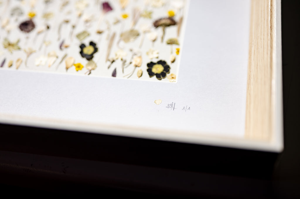Botanical Series N° 21, geperste bloemen in kader, foto 3